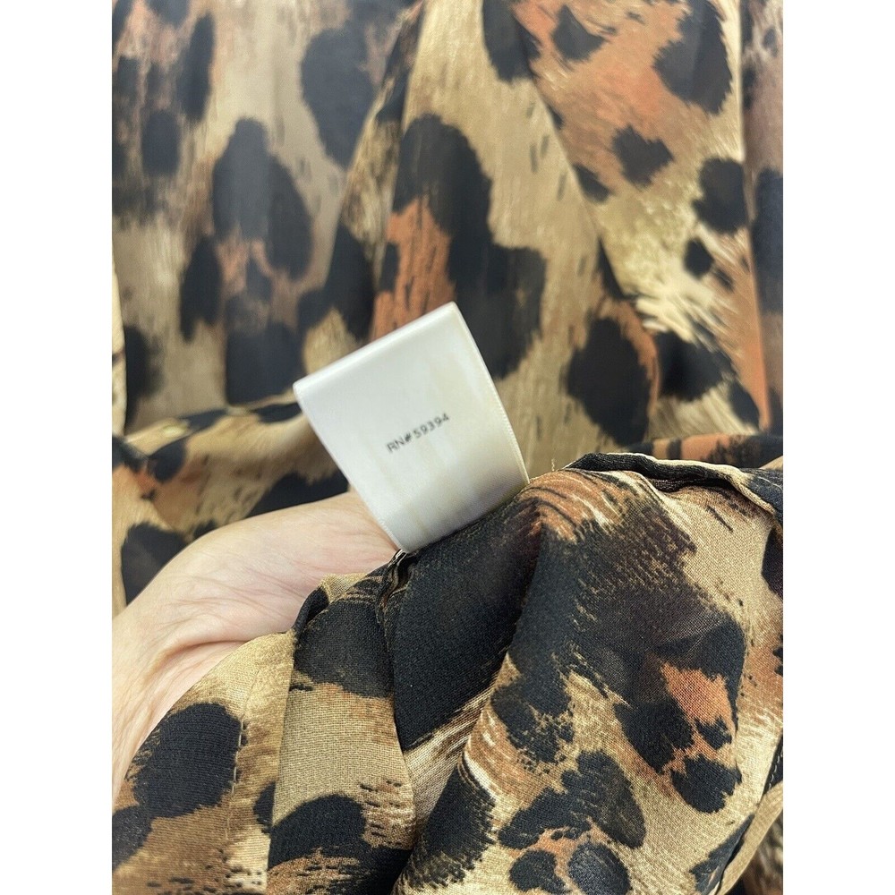 Beach Lunch Lounge Women's Blouse Animal Print Sheer V Neck Size XS 3/4 Sleeve - Picture 4 of 10